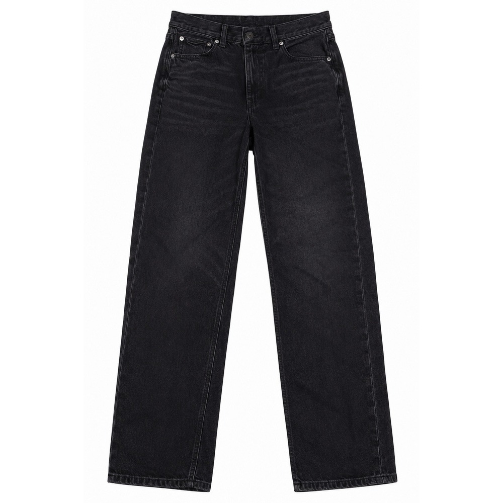 American Eagle Super High Rise Baggy Straight Jeans Womens 2 Long Denim Black